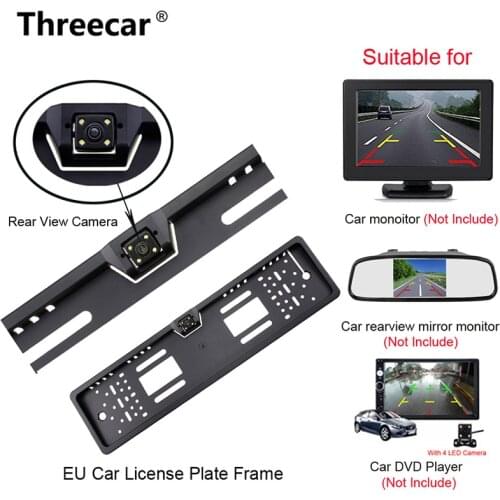 Threecar Wireless Night Vision IR Rear View camera EU License Plate Frame Car Reverse Camera waterproof Back Up for monitor