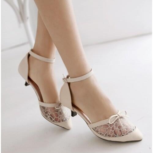 Middle heel shoes summer 2019 new versatile black bow thin heel sexy wedding shoes