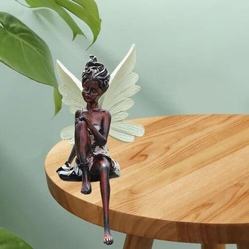 Garden Fairy Statues Decoration Shelf Pond Fountain Lawn Sculpture Backyard Beautiful Wing Figurine Porch Decor