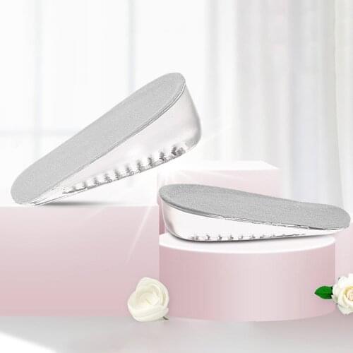 1 Pair Heel Lift Inserts Height Increase Insole Invisible Heightening Insole Sillicone 2-Layer Foot Heel Honeycomb Breathable