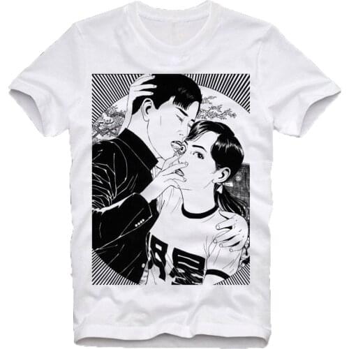 Suehiro Maruo Eyeball Lick Horror Anime Manga Junji Ito Uzumaki Japanese New Fashion Cotton Printing O-Neck T Shirt