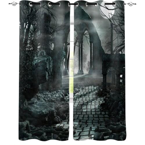 Halloween Architecture Horror Night Blackout Curtains Bedroom Living Room Home Decoration for Children Girls Boys Gift