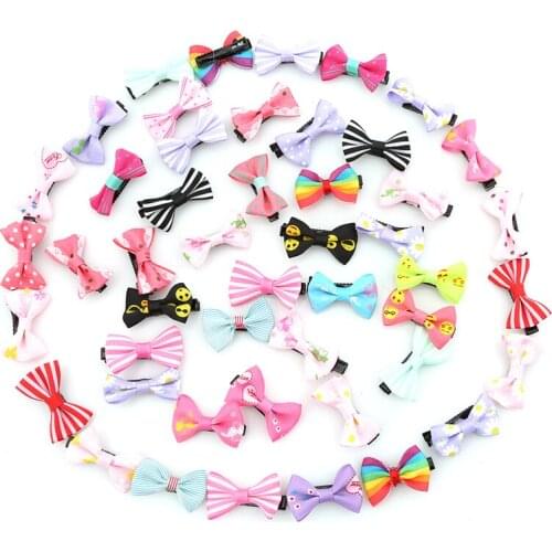 20pcs/pack Mixed Color Cute Bowknot Kids Baby Children Hair Clip Bow Pin Barrette Hairpin Ornament Accessories For Girls