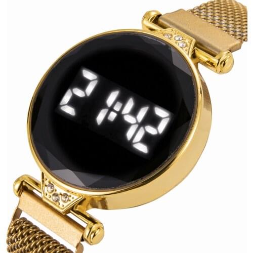 Rose Gold Women Watches Luxury Stainless Steel Bracelet Magnetic Buckle Led Digital Womens Watch Business Clock Reloj Mujer Uhr