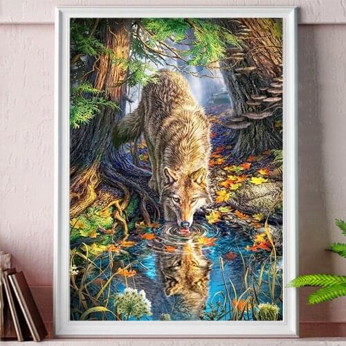 Animal Wolf DIY Embroidery 11CT Cross Stitch Kits Needlework Craft Set Printed Canvas Cotton Thread Home Decoration Room