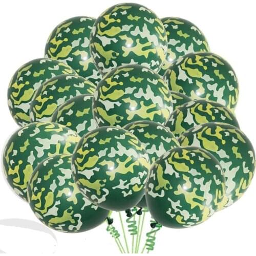 10pcs/lot 12inch Green Camouflage Party Air Balloons Birthday Tank Latex Ballons Photo Prop Fighting Army Military Theme Party
