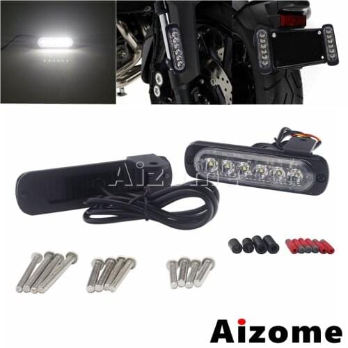 2PCS Universal Motorcycle Flash LED Running Tail Light W/Bracket Mount License Plate Holder & Front Fork Turn Signal Brake Lamp