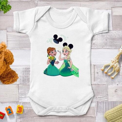 2021 Newborn Summer Baby Clothes Baby Girl Rompers Harajuku Frozen Sister Baby Jumpsuits Mickey Funny Infant Bodysuits Bebe Tops