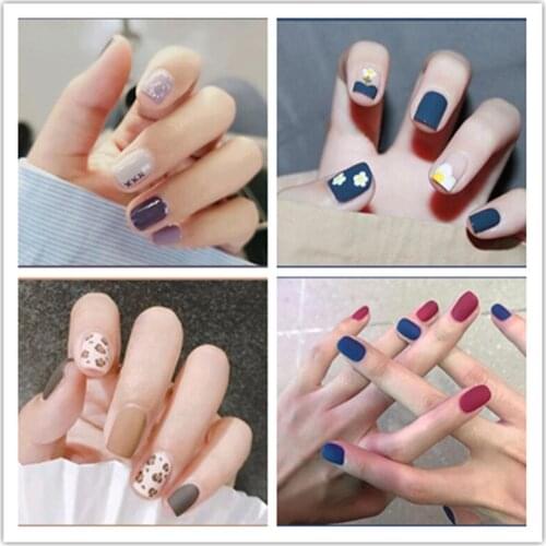 Newest Nails Art 24pcs Set Full Nail Cover Detachable Fake Nail Tips Cute Finished Nail Patch With Glue Colorful Decorations