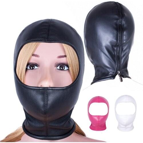 3 Color Soft PU Leather Sex Hood Mask Open Eye Full Face Party Mask BDSM Head Bondage Headgear Slave Role Play Unisex Sex Toys