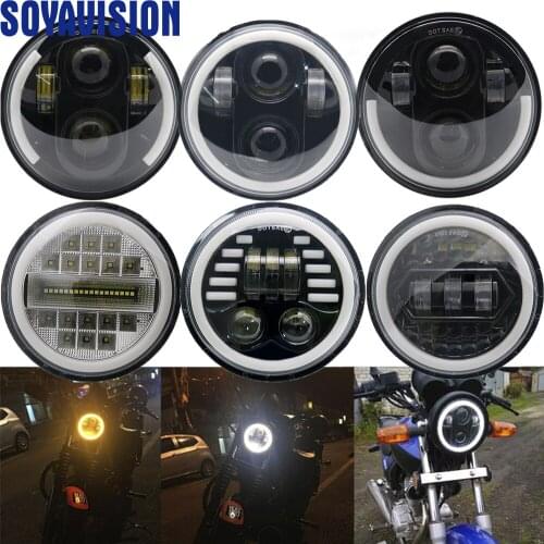 5-3/4" 5.75 inch Motorcycle Moto LED Projector white amber Halo Headlight For Motorcycle cars with 5.75 inch headlight