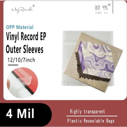 50PCS OPP Plastic Resealable Outer Sleeves for 12'' Single LP 12inch Gatefold Envelope 10inch 7inch Vinyl Record