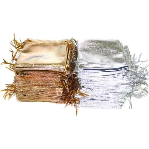 50 PCS gold and silver wedding gift bag earrings necklace bag hot Three dimension is optional 5*7cm/7*9cm/10*12cm