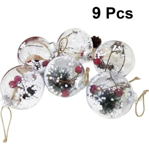9pcs Christmas Tree Pendants Plastic Toys Baubles Xmas Hanging Decor Christmas Ball Ornament for Shop Office Home