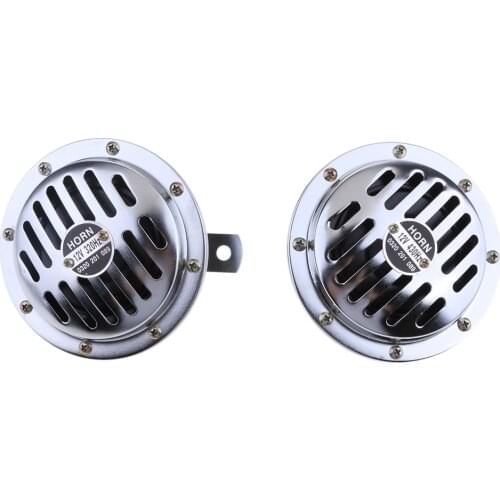 Auto Car Super Horns Chrome Plated Horns 12Volt, Low And High Tone,1pair