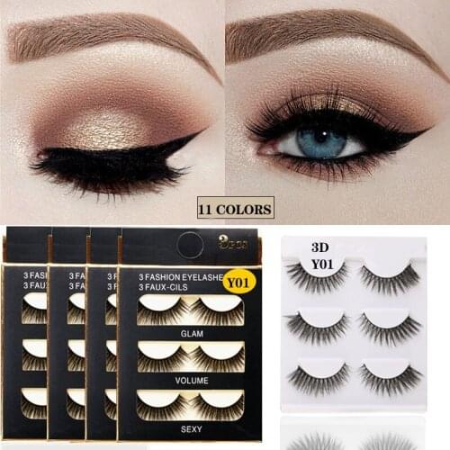 AY 2020 New 3 Pairs 3D Soft Mink Hair False Eyelashes Handmade For Women Long Lashes Nature Eye Makeup Tools Faux Eye Lashes