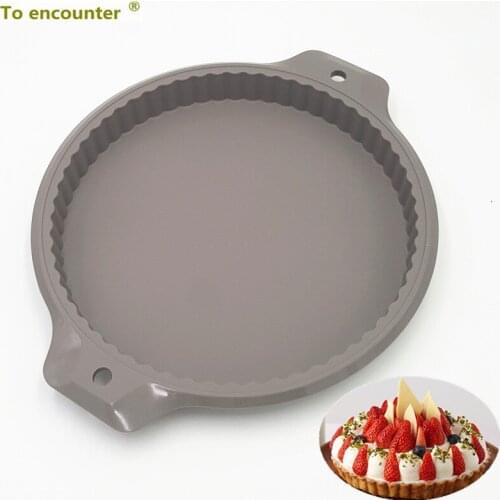 To encounter 34*28.5*2.8CM 235G Big Round Shape Cake Molds Pizza Pans Silicone Pastry Silicone Cake Mold Baking Tools