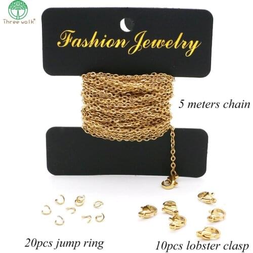 5m/lot 1.6/2/2.6mm Width Necklace Chains Golden/Silver Flat Chain for DIY Jewelry Making