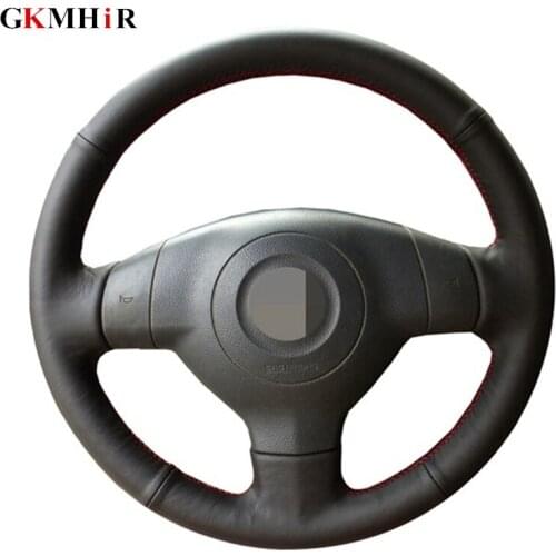Artificial Leather Hand-stitched DIY Car Steering Wheel Cover for Suzuki SX4 Alto Old Swift Opel Agila Black Steering Covers