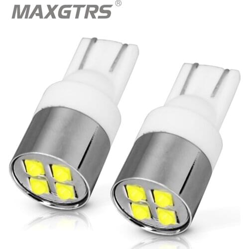 2XT10 194 W5W CREE Chip White 4-SMD 20W With Lens Canbus No Error Bulbs DRL Car Interior Wide Reverse Source Light For BMW Audi