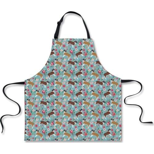FORUDESIGNS St.Bernard Flowers Adult Women Lady Restaurant Home Kitchen Cooking Polyester-Cotton Adjust Strap Sleeveless Apron