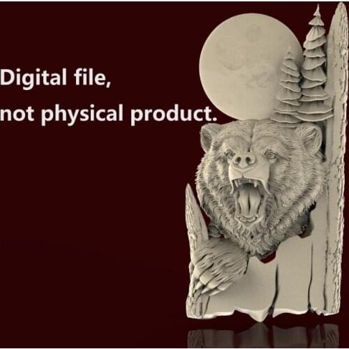 Bear moon STL format file for CNC router engraving compatible with artcam type3