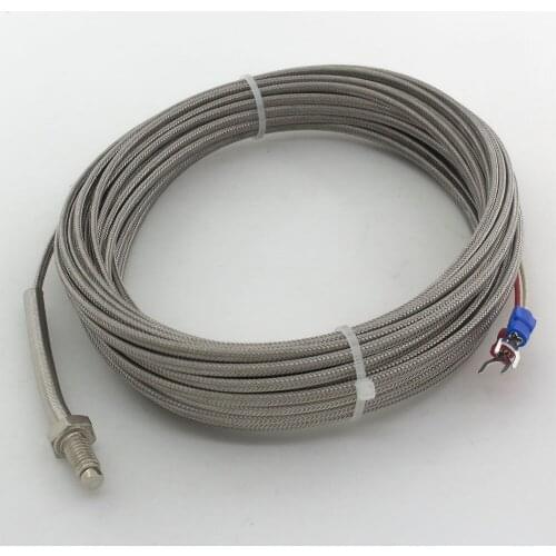 FTARB02 K type M6 bolt head spring protected 10m high temperature metal screening cable screw thermocouple temperature sensor