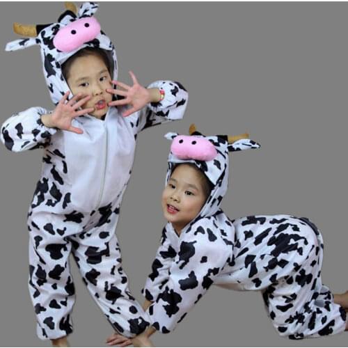 Umorden Children Kids Toddler Cartoon Animal Milk Cow Costume Performance Jumpsuit Halloween Costumes for Boy Girl