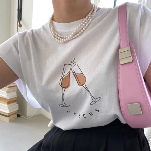 Korea Chic Summer All-match Age Reduction Round Neck Pullover Loose Hand-Painted Letter Printing Short-Seeved T-Shirt Top Women