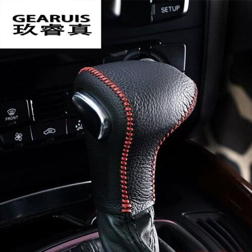 Car styling Geniune Leather First Layer Cowhide Car Gear Shift Knob Cover Level Head Sheath For Audi A3 A4 B8 A5 A6 A7 Q3 Q5 Q7