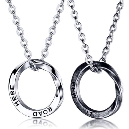 FATE LOVE Brand Men Statement Pendants Necklaces Silver Color Stainless Steel O Chain Fashion Jewelry Dropship