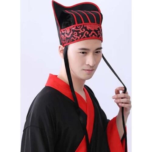 Men Ancient Hat Chinese Traditional Headdress New Adult Hanfu Hat Headdress Yellow Red Chinese Vintage Hat Cosplay Props For Men