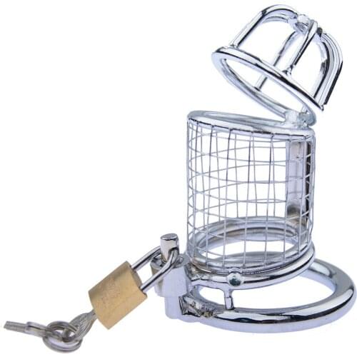 Male Stainless Steel Cock Cage Penis Ring Delay Ejaculation Chastity Device Catheter With Stealth New Lock Adult Belt Sex Toy