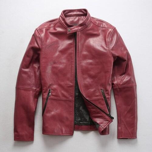 Mens Brand Sheep 100% Genuine Leather Autumn Winter Warm Vintage Coat Simple Classic Jacket Free Shipping