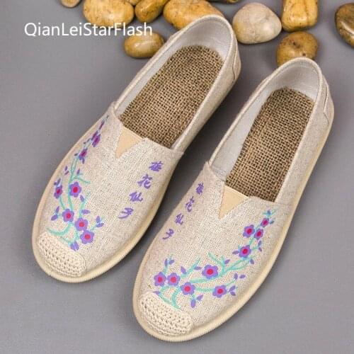 New Summer Linen Breathable Casual Flats Shoes Women Espadrilles Loafers Fashion Female Canvas Shoes Fisherman Driving Footwear