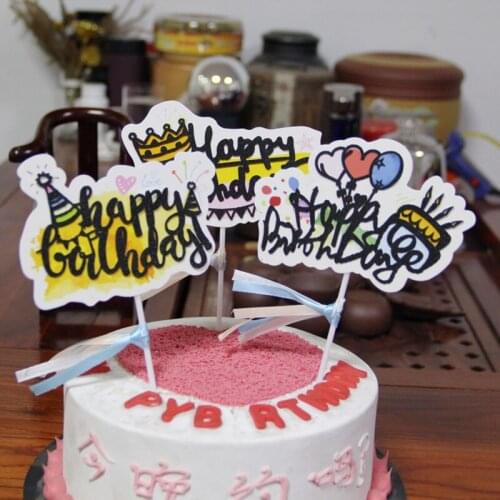 New Crown Happy Birthday Cake Topper Pink Birthday Cupcake Topper Supplies for Kids Birthday Party Cake Decorations Baby Shower