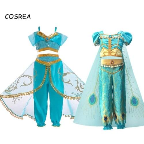 Wholesale 5sets Childrens Dress Jasmine Aladdins Lamp Cosplay Sexy Princess Jasmine Costume Kids Princess Jasmine Pants