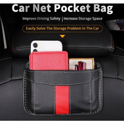 Car Backseat Organizer Leather Storage Bag Car Seat Back with Adhesive Mobile Phone Wallet Multifunctional Interior Accessories