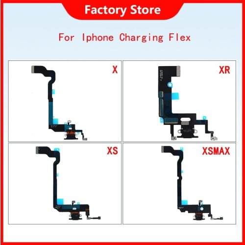 Original Port For iPhone X XR XS MAX Charger Charging USB Port Dock Connector Flex Cable With Microphone + Headphone Audio Jack