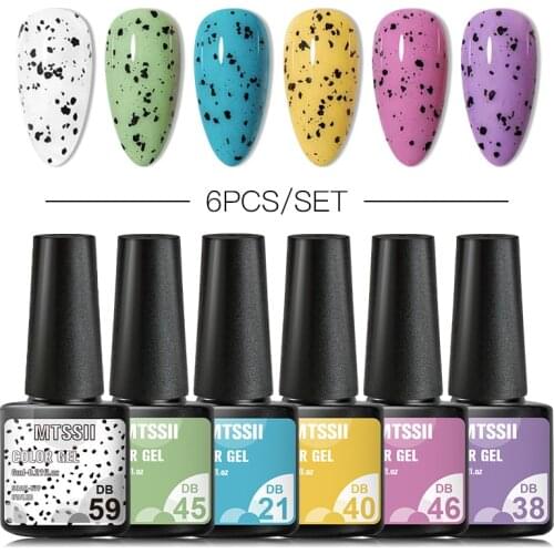 MTSSII Eggshell Gel Nail Polish Set Nail Art Special Clear Primer With Black Dot Hybrid Lacquer Suit For Any Base Color Gel