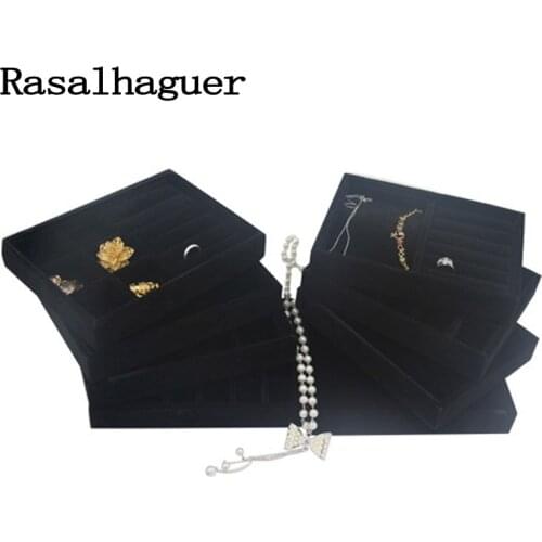 DIY Storages Tray Black Soft Velvet Jewelry Packaging Display Jewelry Earrings Necklaces Pendants Bracelets Trays Holder Case