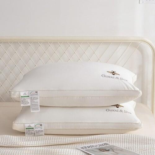 Bee Soy Fiber Pillow Five-star Hotel Single Pillow Bedding Cervical Pillow Quilt Cover White 1 King