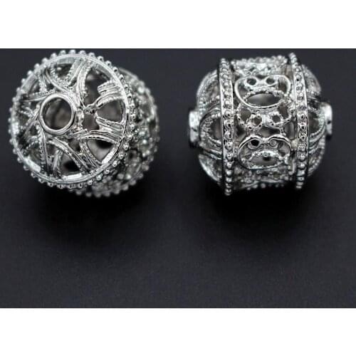 Hollow Pattern Zinc Metal Alloy Spacer Beads Quality Gold Color Hole 3mm Round Ball Loose Beads for DIY Fashion Jewelry making