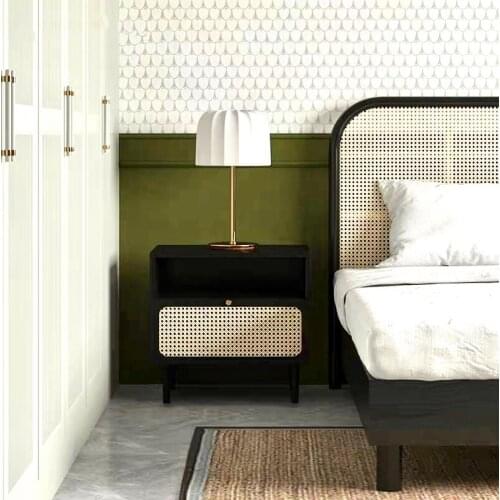 Nordic bedside table solid wood cabinet style sofa edge a few the cane makes up the bedroom minimalist designer bedside cabinet