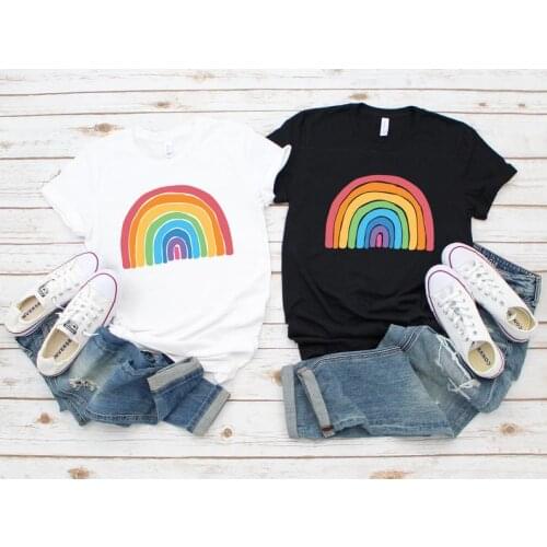 Rainbow tshirt Choose Happy Womens Clothing unisex shirt Good Vibes Be Kind Positive Womens Tees 100% cotton top Drop shipping