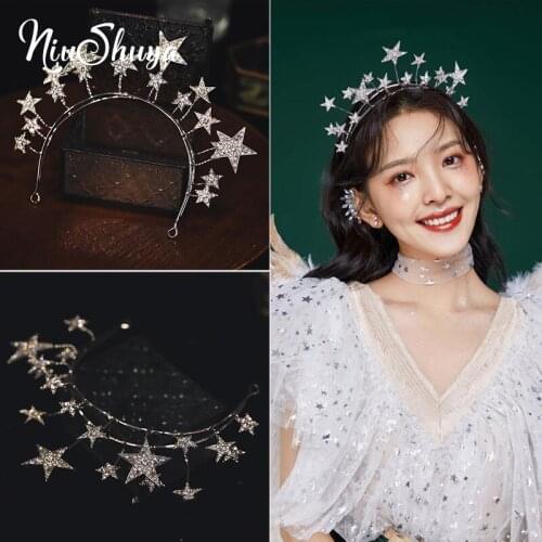 NiuShuya Luxury Handmade Crystal Star Hairbands Vintage Rhinestone Bridal Tiaras Crown Headband Wedding Hair Accessories Tiara