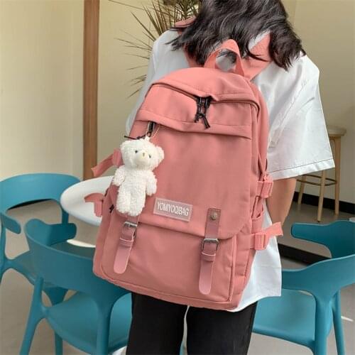 2022 Womens backpack NEW Kawaii Doll pendant Girl backpack Nylon large-capacity School backpacks Female college Backpacks