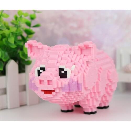 Assemble toys Small particle building block toy Red panda cute pink pink pig ABS educational toy Joining together toy
