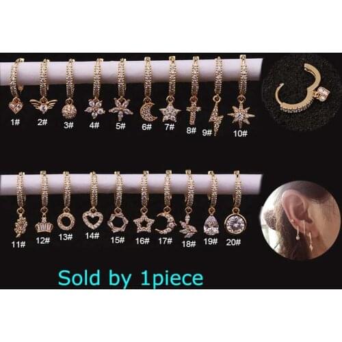 1piece Copper Zircon Cartilage Hoop Earrings Helix Pinna Lobe Tragus Piercing 9mm Gold Silver