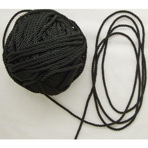 10Mtrs/Lot Vintage twisted Rayon 10mtrs/Lot 4mm Cord black color dyeable cording
